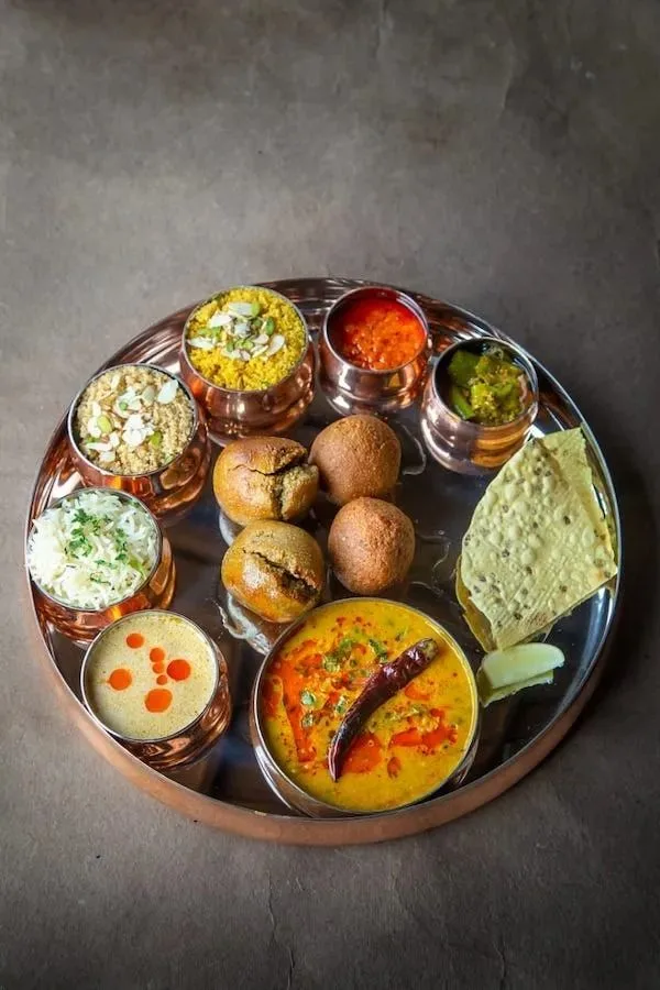 Satvik thali on brass plate